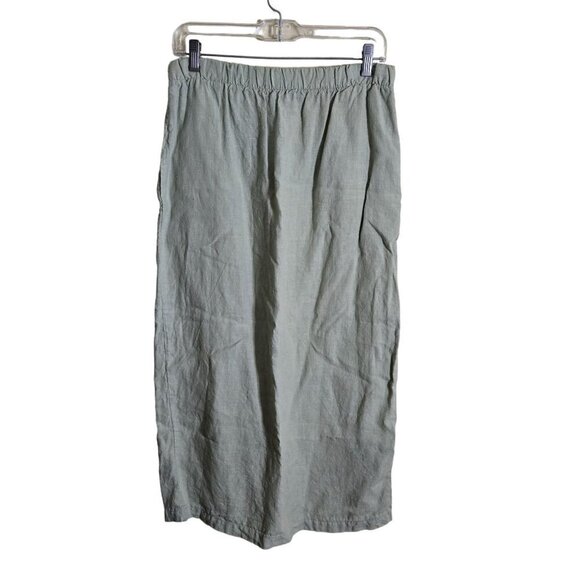 Christy Allen Vintage Lagonlook Mint Green Linen Midi Skirt Size S - Picture 1 of 7